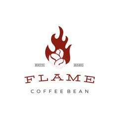 Vintage Rustic Coffee Bean Roaster with fire flame Logo design