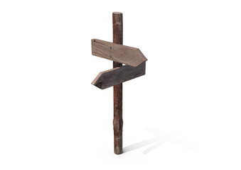 Blank wood sign board isolated 3D rendering
