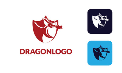 Dragon Logo with hed dragon can for company logo, branding, dragon mascot logo, with red colour and Vector EPS10