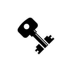 Secure Key Silhouette, Lock or Unlock Device. Flat Vector Icon illustration. Simple black symbol on white background. Secure Key Silhouette sign design template for web and mobile UI element.