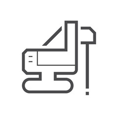 Drilling rig vector icon. Portable machine equipment with auger by drill in soil, ground, water well and bore hole for geotechnical engineering, geology. To investigation for foundation construction.
