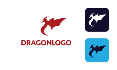 Dragon Logo with hed dragon can for company logo, branding, dragon mascot logo, with red colour and Vector EPS10