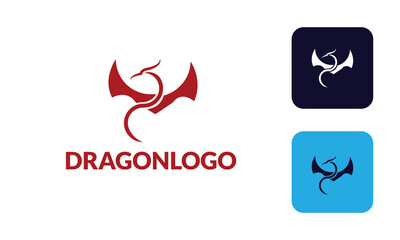 Dragon Logo with hed dragon can for company logo, branding, dragon mascot logo, with red colour and Vector EPS10