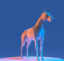 unicorn 3d low poly graphic illustration of wildlife animal that is isolated, colorful, background design geometric concept style icon mammal origami paper folded  triangle silhouette magic shape © Ivor