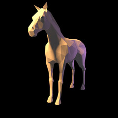 horse 3d low poly graphic illustration of wildlife animal that is isolated, colorful, background design geometric concept style icon mammal origami paper folded  triangle silhouette magic shape © Ivor