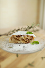 strudel on a wooden tray