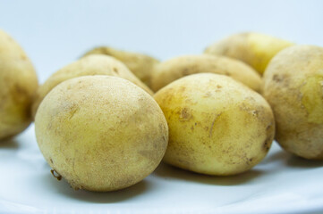 Boiled large yellow potatoes close-up