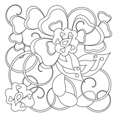 Fantastic pattern for anti-stress coloring pages. Doodle art design elements. Stylized flowers and leaves, Mehendi.