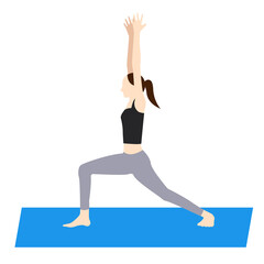 ヨガ英雄のポーズをする女性	
