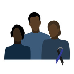 Black Lives Matter. African american young people. Symbol of support for law enforcement, awareness ribbon. Social issue. Flat vector illustration