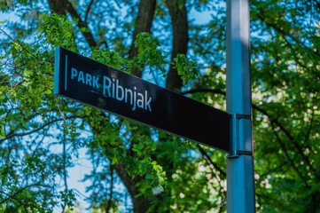 Park Ribnjak sign in Zagreb Croatia