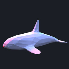 orca killer whale 3d low poly graphic illustration of wildlife animal that is isolated, colorful, background design geometric concept style icon mammal origami paper folded  triangle silhouette shape