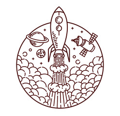 traveling to the universe line illustration