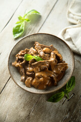 Traditional homemade goulash or beef Stroganoff