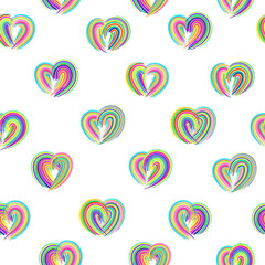 Seamless vector pattern with rainbow hearts