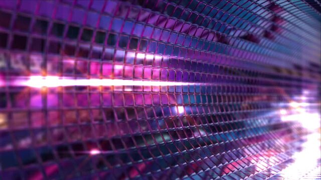 Disco ball with bright rays, night party background. Loop 4k video 