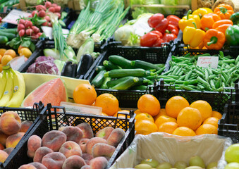 Many different vegetables at the weekly market