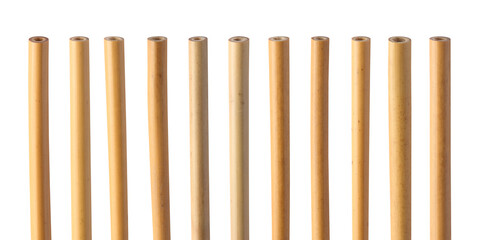 bamboo straw isolated on white background ( straw from natural material / green product concept )