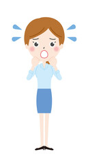 困ってあせるOLのイラスト1