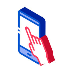 Hand Push Phone Icon Vector. Isometric Hand Push Phone sign. color isolated symbol illustration