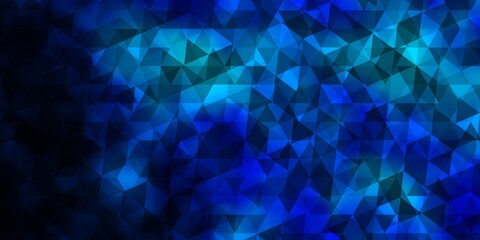 Dark BLUE vector template with crystals, triangles.