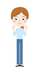 ガッツポーズをするOLのイラスト2