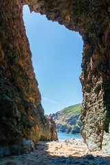 view of the sea in a cave in sark