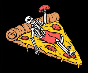just chilling with pizza illustration