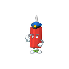 A dedicated Police officer of sauce bottle cartoon drawing concept