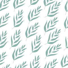Eucaliptus populus trendy branch and leaves green on light background seamless vector pattern.Abstract seamless pattern in vector design.