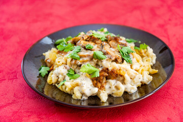 fusilli kebab chicken with white sauce