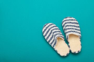 slippers view of top isolated on color background