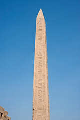 Obelisk with hieroglyphics at ancient egyptian Karnak Temple