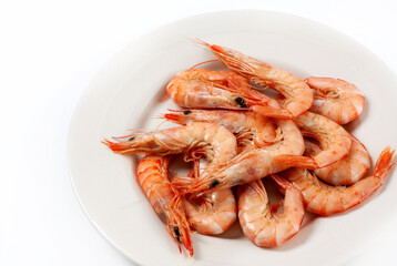 Cooked prawns served on a plate