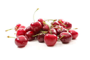 Naklejka na ściany i meble group of cherries fruits isolated on white background