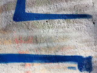 Fototapeta na wymiar Concrete, weathered, worn, painted blue. Landscape style. Grungy Concrete Surface. Great background or texture.