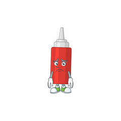 Sauce bottle Caricature design picture showing worried face