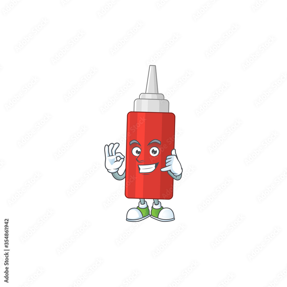 Canvas Prints cartoon picture of sauce bottle make a call gesture