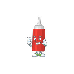cartoon picture of sauce bottle make a call gesture
