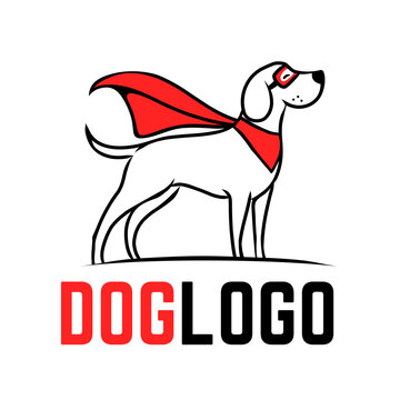super dog cartoon character with red cape. rescue animals symbol or logo. vector