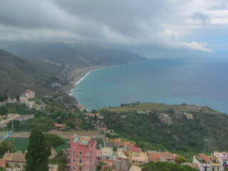 Fototapeta na wymiar Shore of the blue sea, Mediterranean, summer view.