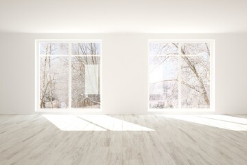 White empty room. Scandinavian interior design. 3D illustration