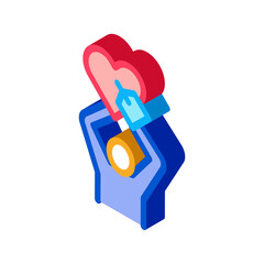 Human Hold Heart Icon Vector. Isometric Human Hold Heart sign. color isolated symbol illustration