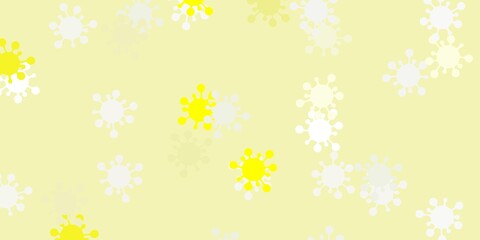 Light yellow vector pattern with coronavirus elements.