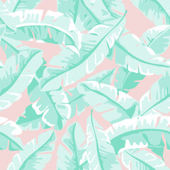 Fototapeta na wymiar tropical seamless pattern with palm leaves