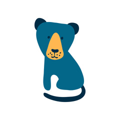 vector wild blue mammal animal cute pantera baby. Big cat child. Modern simple illustration for paper clothes on white. © maria_morozova