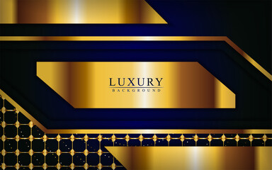 Modern luxury dark blue and gold background with overlap layers design.