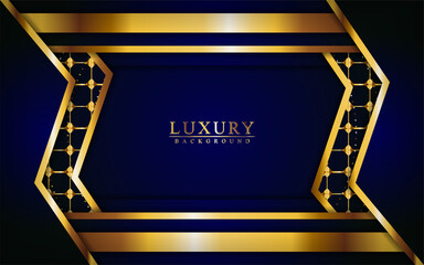 Modern luxury dark blue and gold background with overlap layers design.