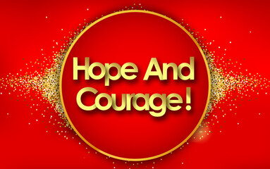 hope and courage in golden circle stars and yellow background