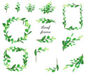 緑の葉　シンプルなフレーム　パーツ素材